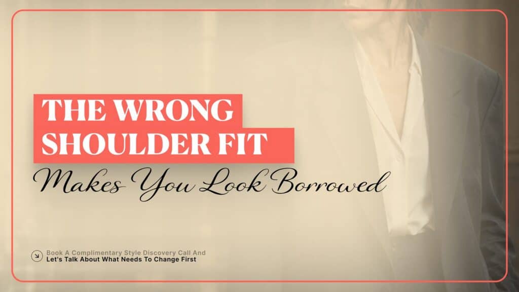Blazer shoulder seam fit check for women attorneys: the wrong shoulder fit looks borrowed
