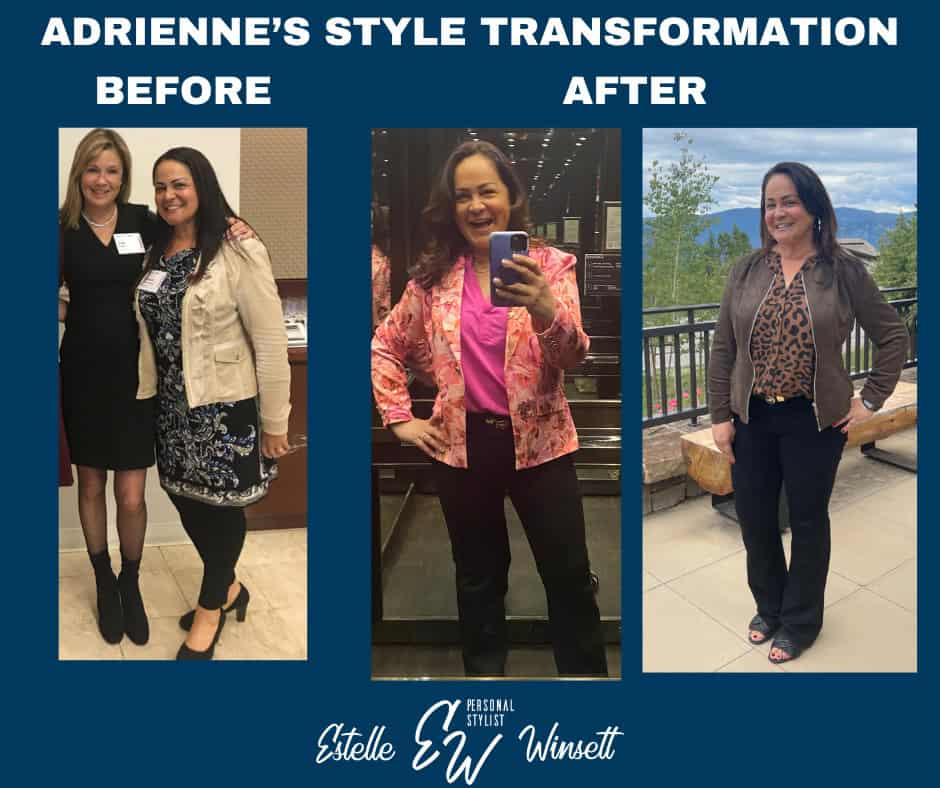 Adrienne before and after style transformation by Estelle Winsett
