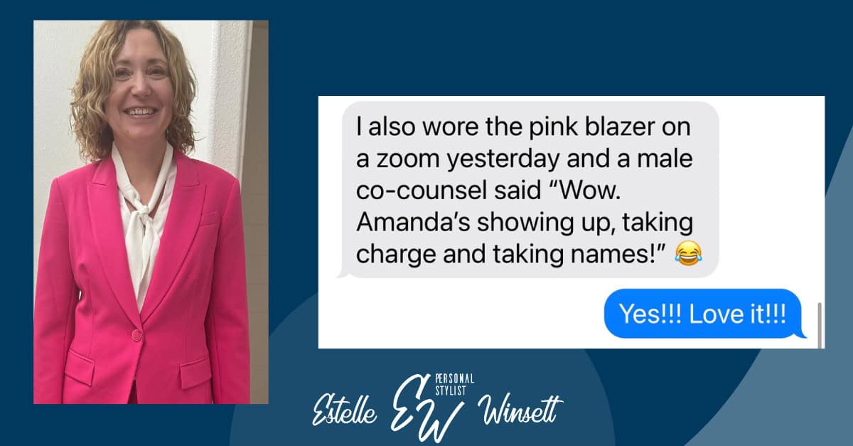 Amanda Stevens before and after style transformation by Estelle Winsett